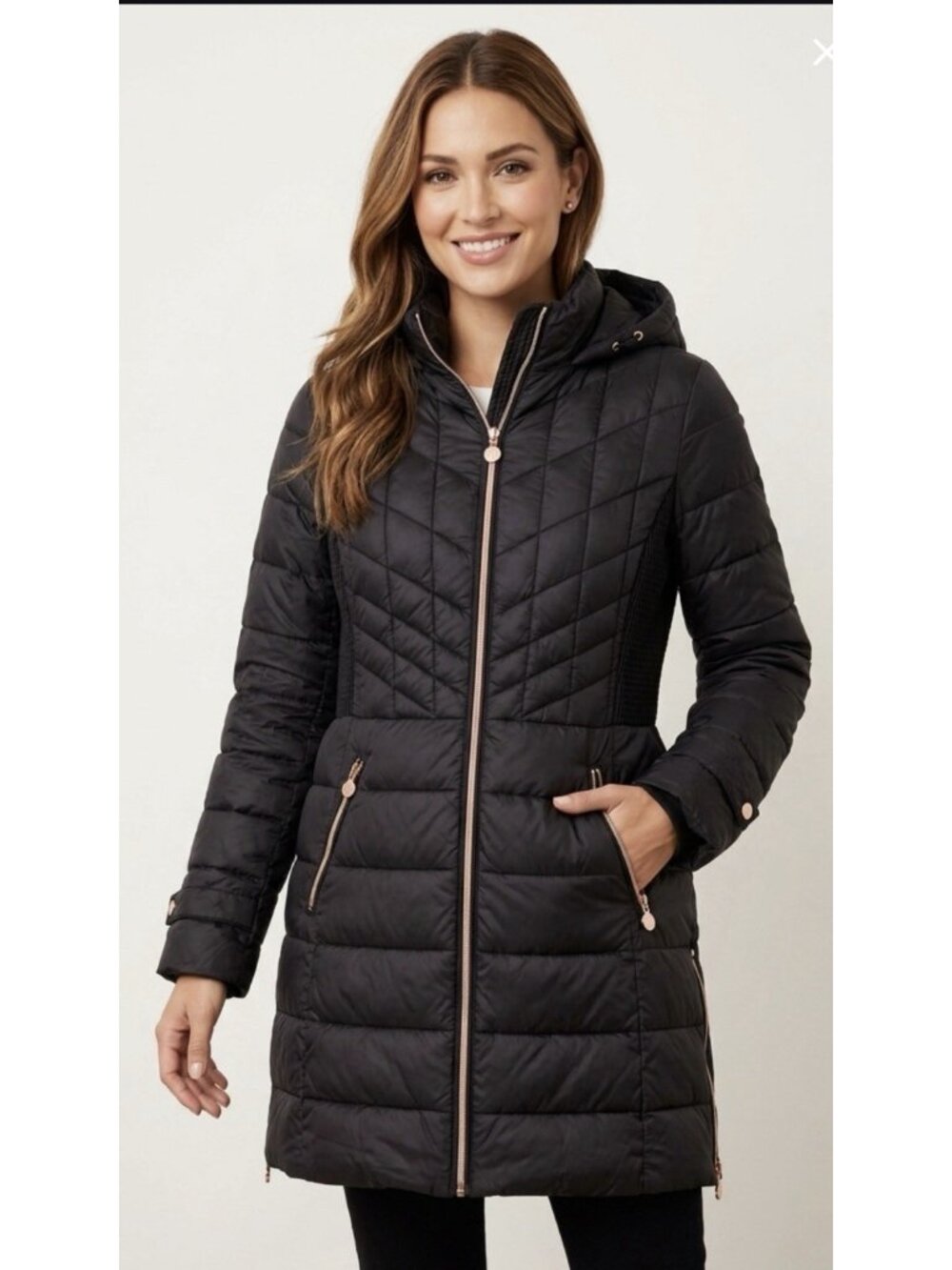 New Bernardo Primaloft Black Packable Hooded Zip Puffer Coat Jacket